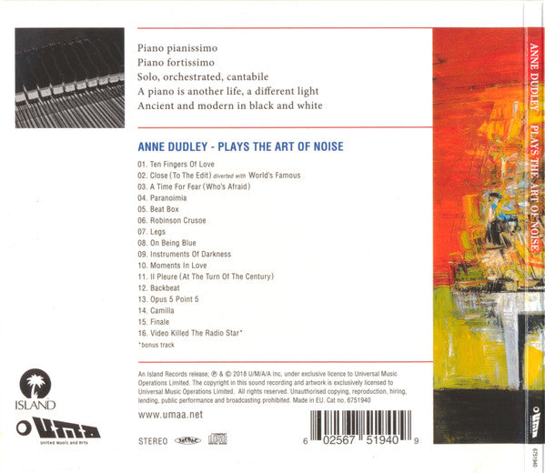 Back cover of a music album with tracklist and album design elements.
