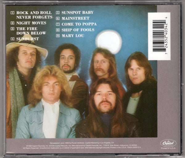 CD cover with band members and tracklist on a blue background