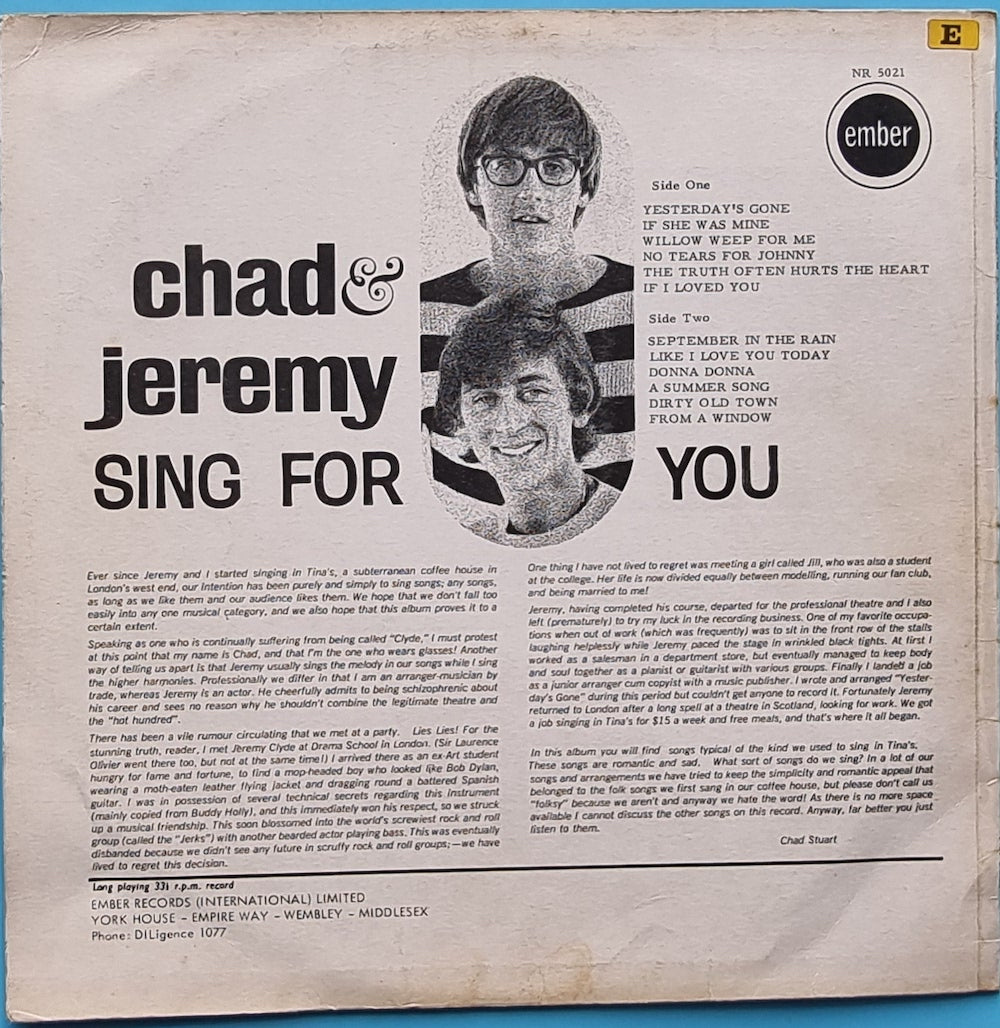 Chad & Jeremy - CHAD AND JEREMY SING FOR YOU