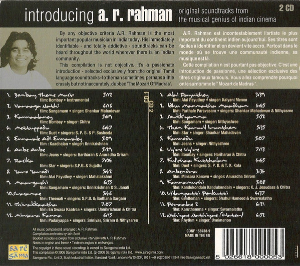 A R Rahman introduction back cover