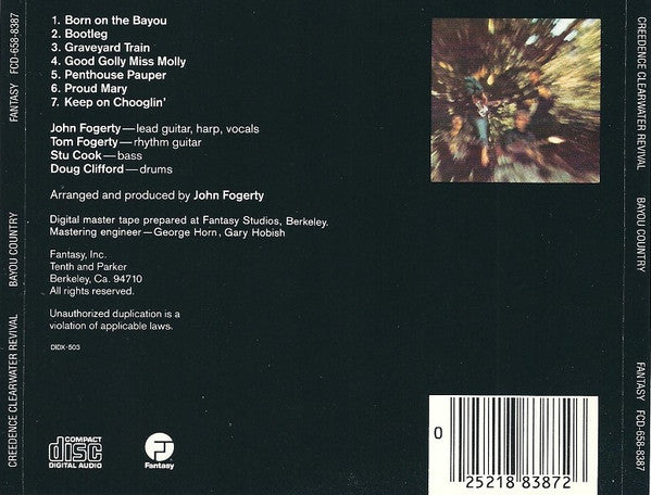 Creedance Clearwater Revival CD bayou country back cover