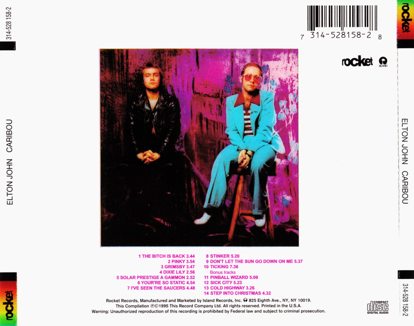 Caribou — Elton John back cover