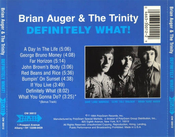Definitely What! — Brian Auger back cover