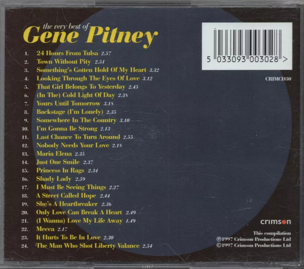 Backstage I'm Lonely — Gene Pitney back cover