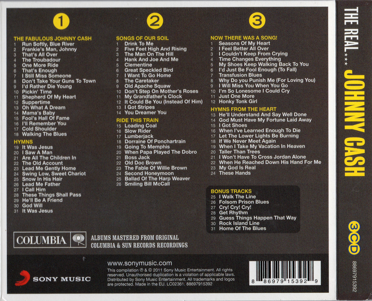 Johnny Cash 10 Original Albums — Johnny Cash back cover