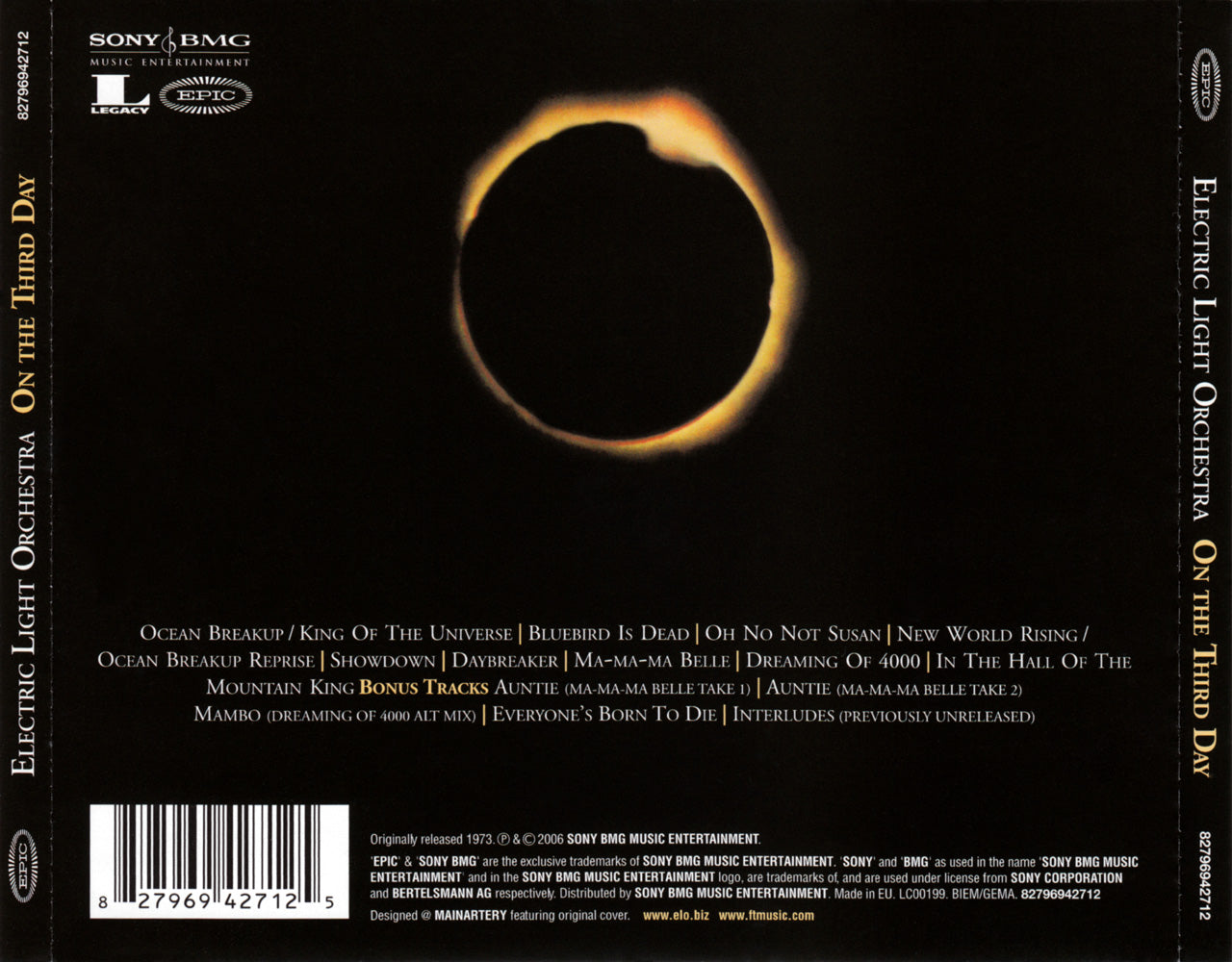 On the Third Day — Electric Light Orchestra back cover