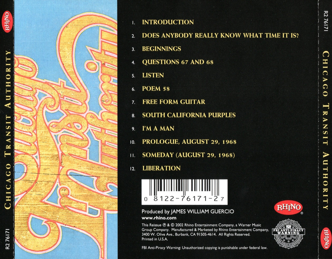 Chicago Transit Authority — Chicago back cover