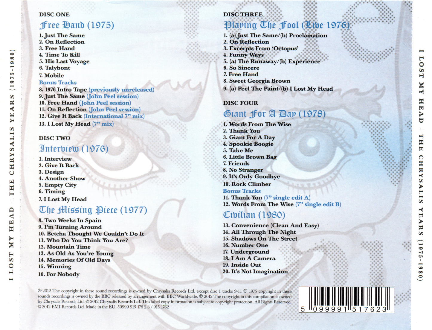 I Lost My Head — Gentle Giant back cover