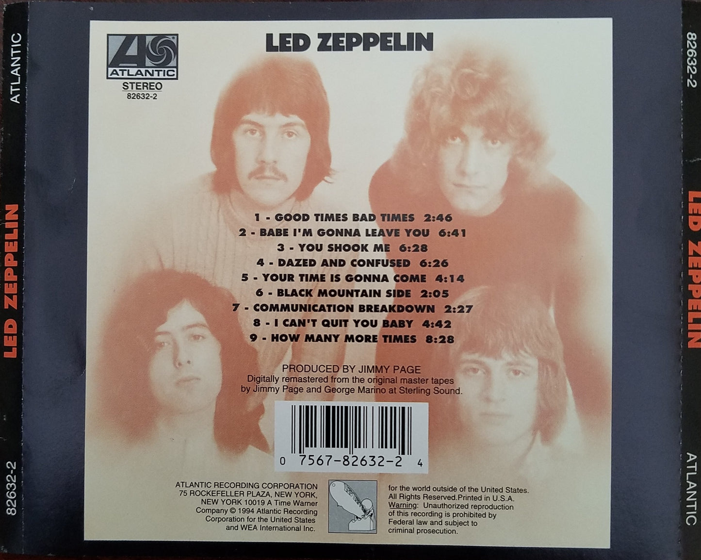 Led Zeppelin — Led Zeppelin back cover