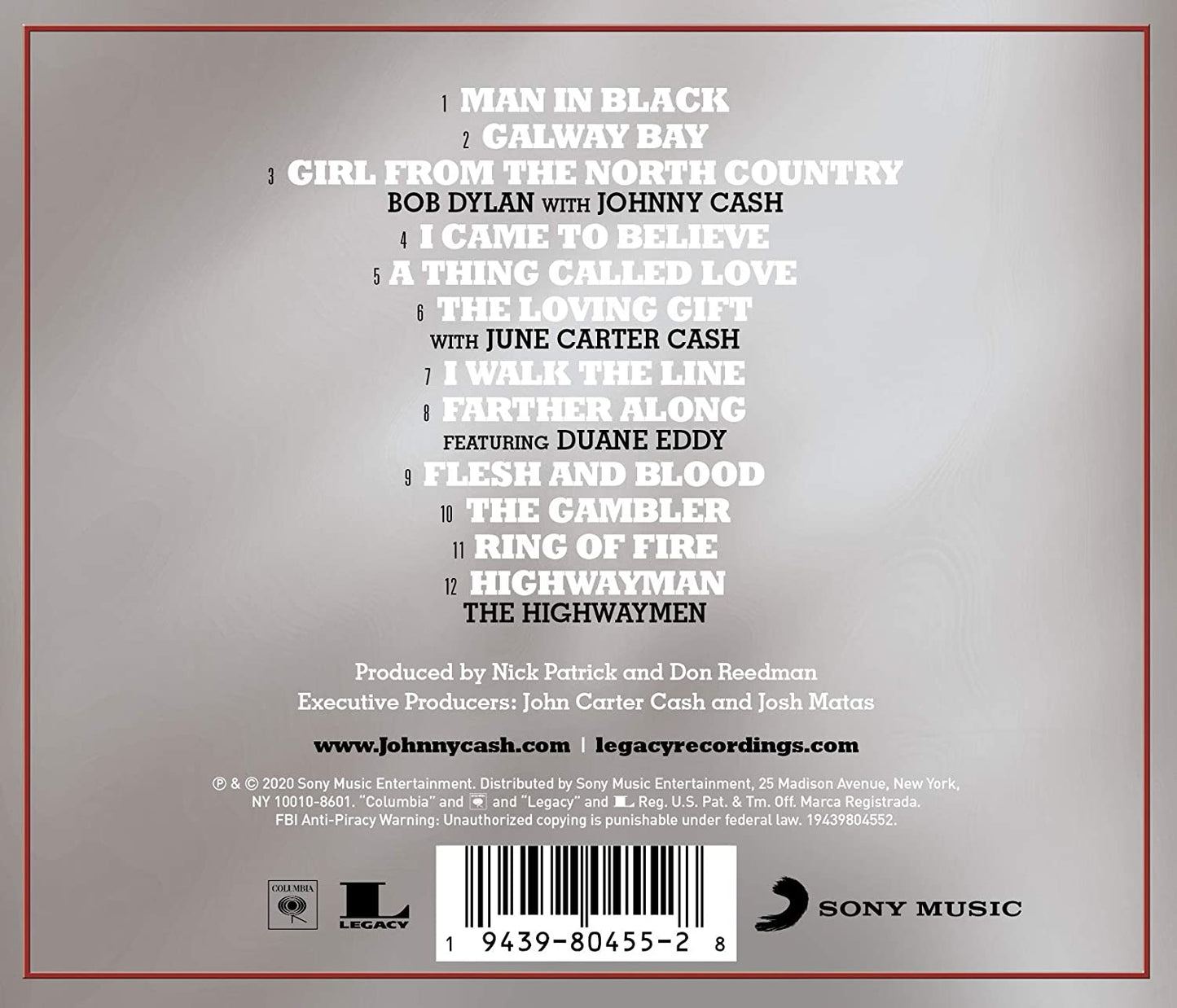 Johnny Cash & The Royal Philharmonic Orchestra — Johnny Cash & The Royal Philharmonic Orchestra back cover