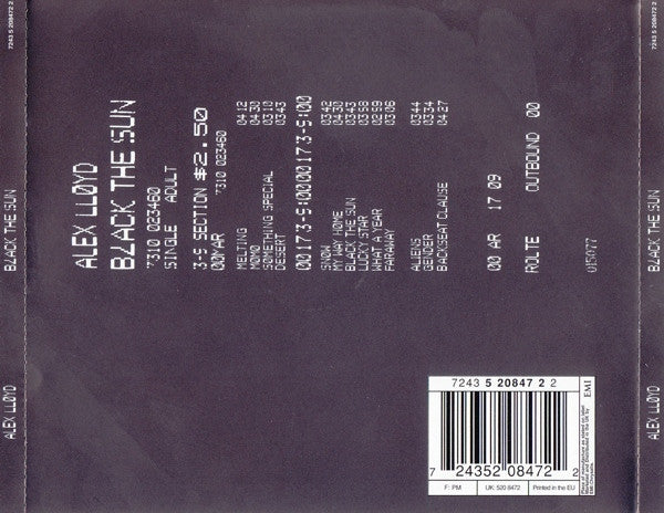 Alex Lloyd - Black the Sun back