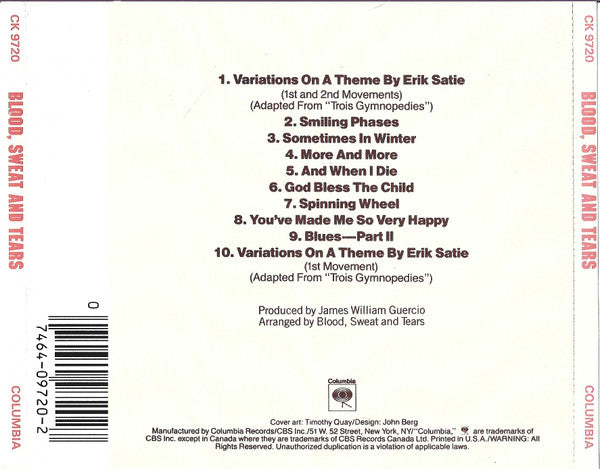 Blood, Sweat & Tears back cover