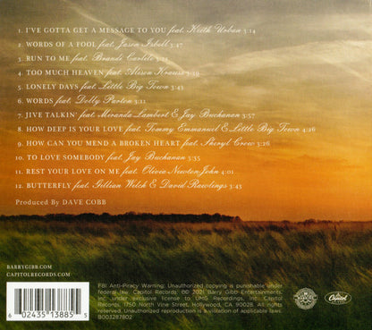 Barry Gibb Greenfields back cover and track list