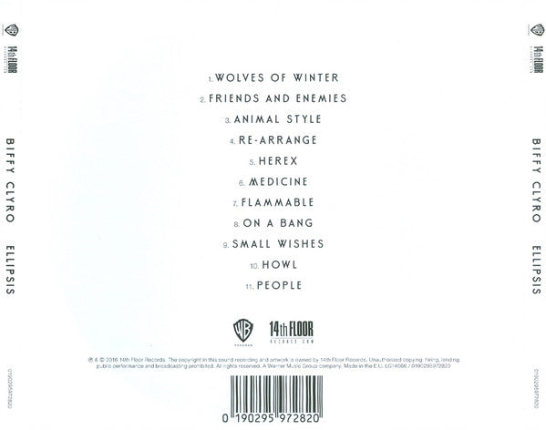 Album tracklist for Biffy Clyro's 'Ellipsis' on a white background