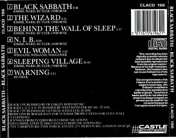 Black Sabbath - Black Sabbath - back cover
