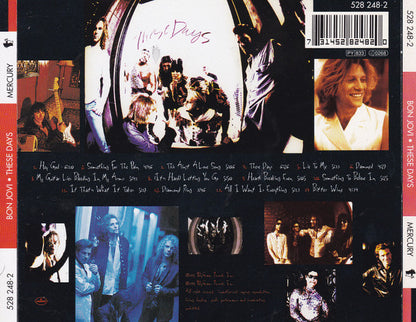 CD cover of 'These Days' by Bon Jovi with band members and album tracklist.