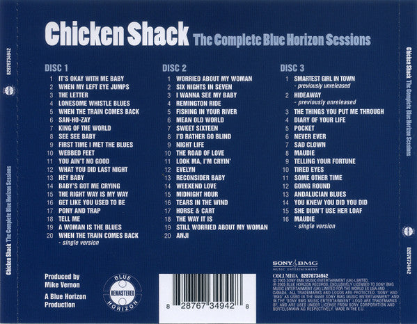 Chicken shack complete blue horizon recordings 3 cd box set back cover