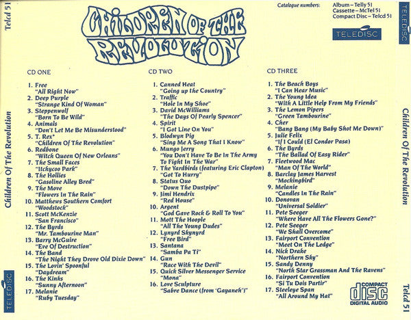 Tracklist for 'Children of the Revolution' by Teldec on a yellow background