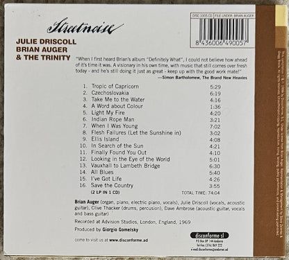Julie driscol, brian auger and the trinity - Streetnoise album back cover 