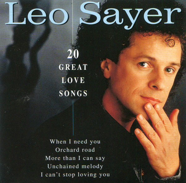 Album cover featuring a man with text about love songs by Leo Sayer