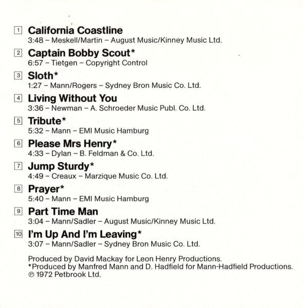 A printed tracklist page showing song titles, artist names, durations, and copyright information on a white background.