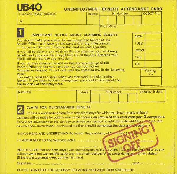 Signing Off — UB40 front cover