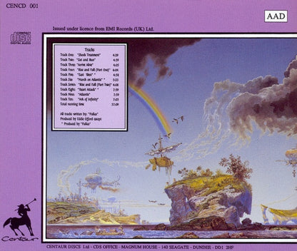 Album cover art for 'Tracks 101' by Can, featuring a purple border, track list on the left, and a fantasy landscape illustration with a rainbow, castle, and figures under a cloudy sky.