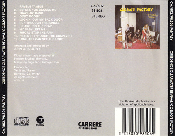 Creedance Clearwater Revival CD cosmos factory back cover
