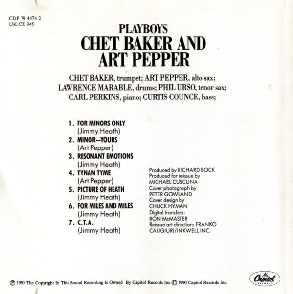 Art Pepper/Chet Baker - Playboys back cover