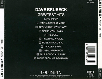 Dave Brubeck - Dave Brubeck's Greatest Hits back cover tracklist