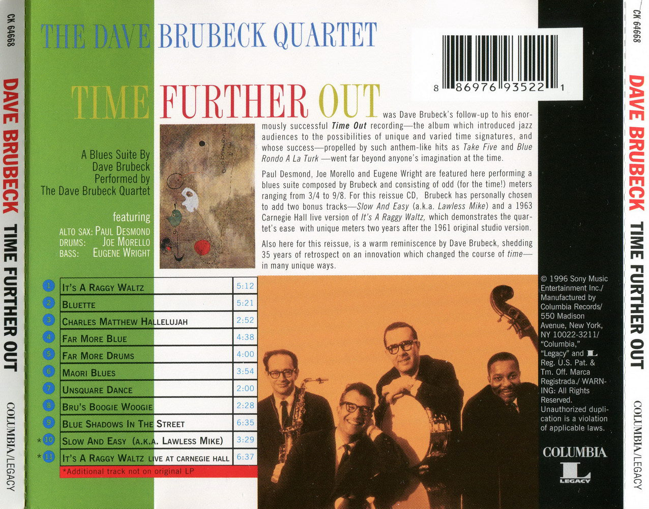 Time Further Out — Dave Brubeck Quartet back cover