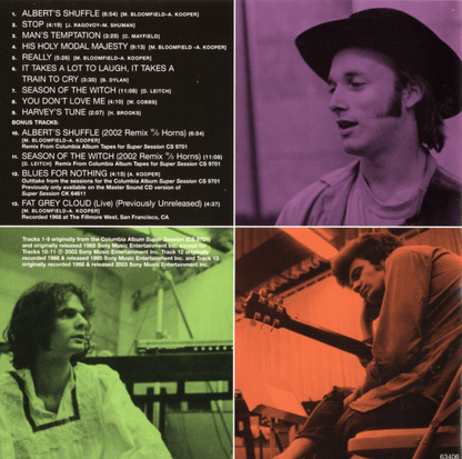 Super Session — Al Kooper/Michael Bloomfield/Stephen Stills back cover