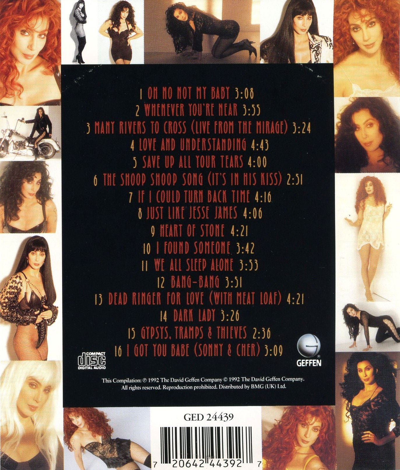 Greatest Hits: 1965-1992 — Cher back cover