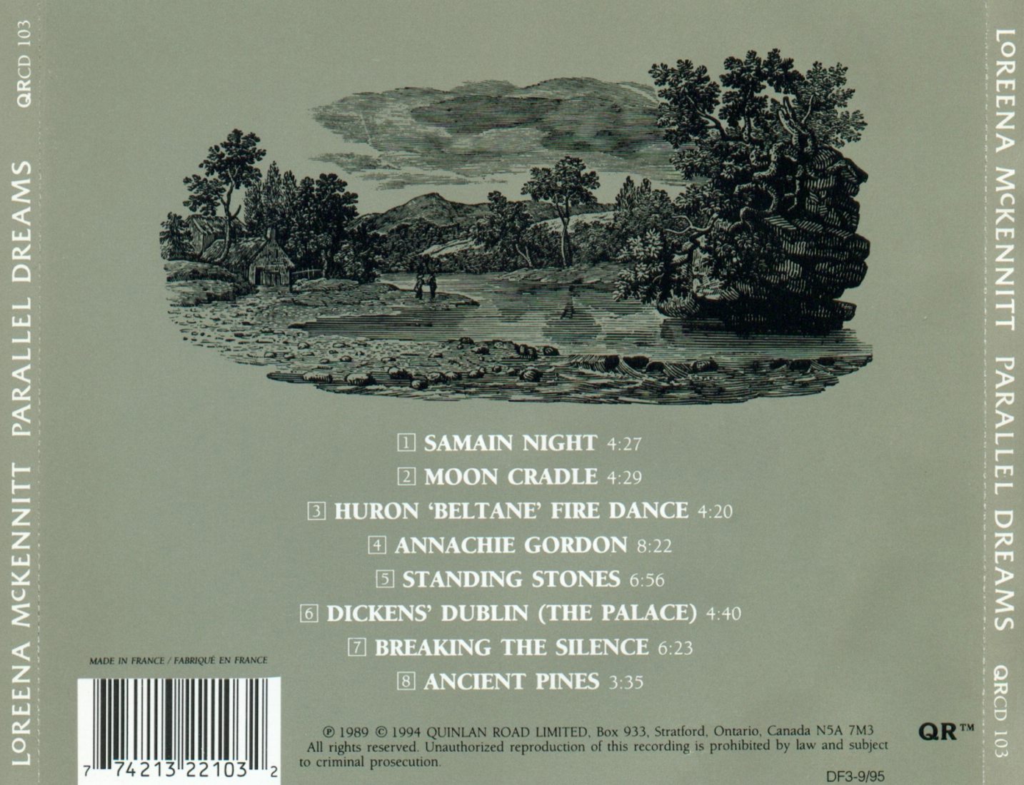 Parallel Dreams — Loreena McKennitt back cover