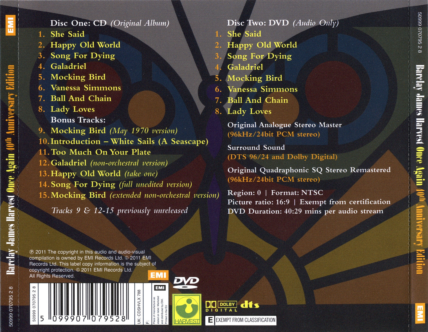 Once Again (40th Anniversary Edition) — Barclay James Harvest back cover