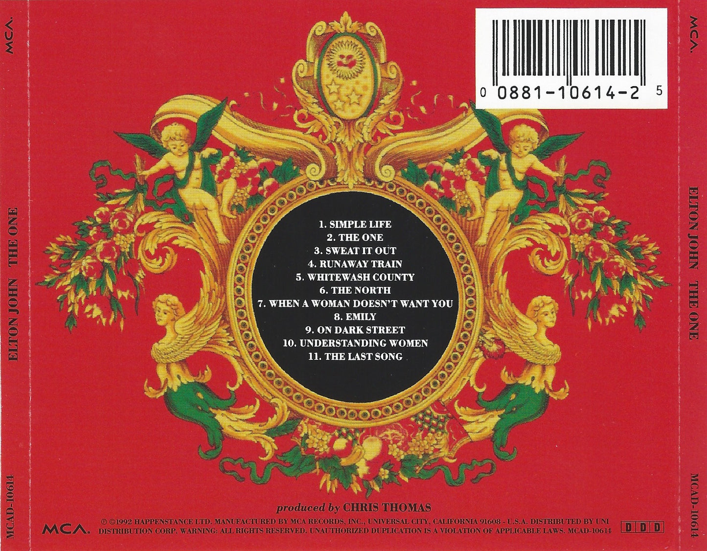 The One — Elton John back cover