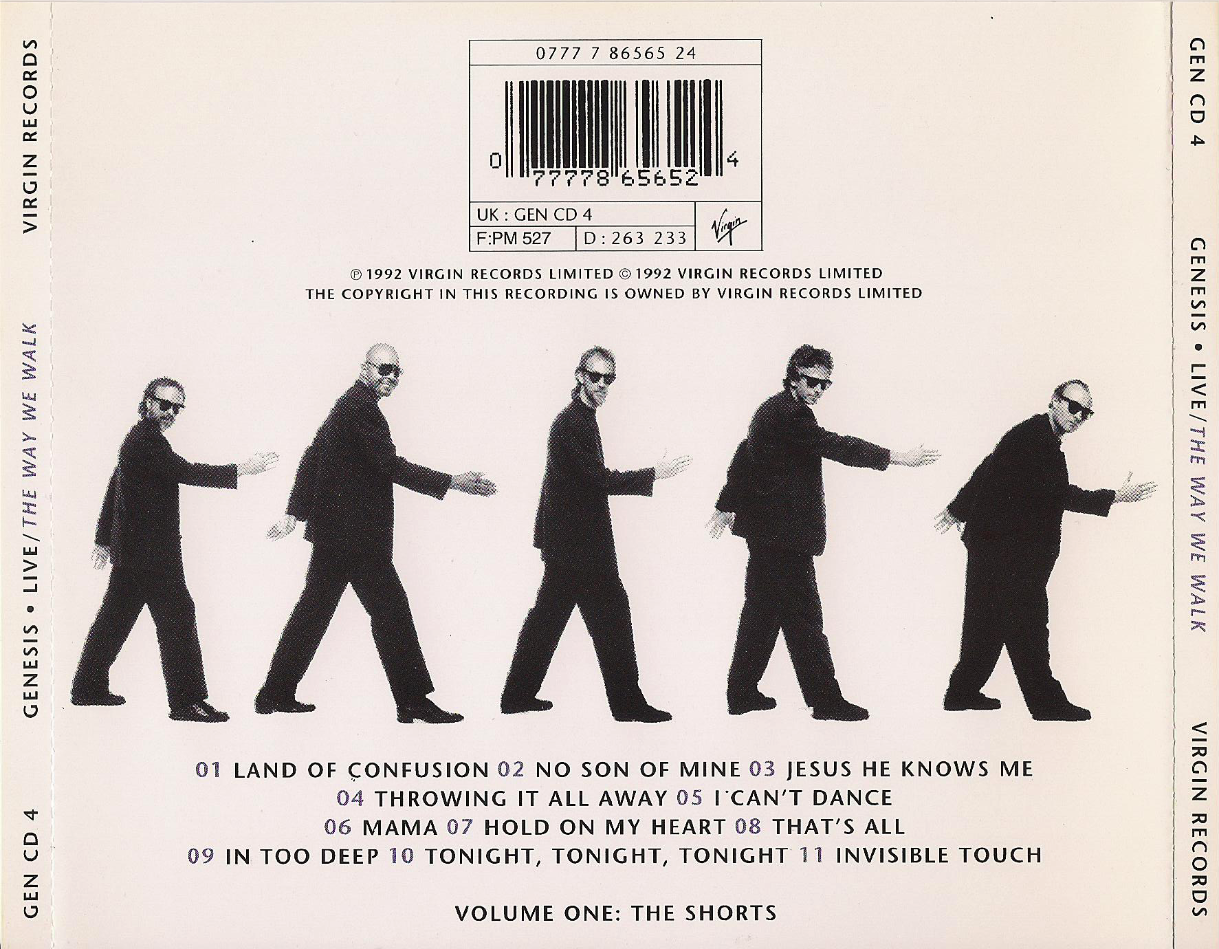 Genesis Live: The Way We Walk, Vol. 1 (The Shorts) — Genesis back cover