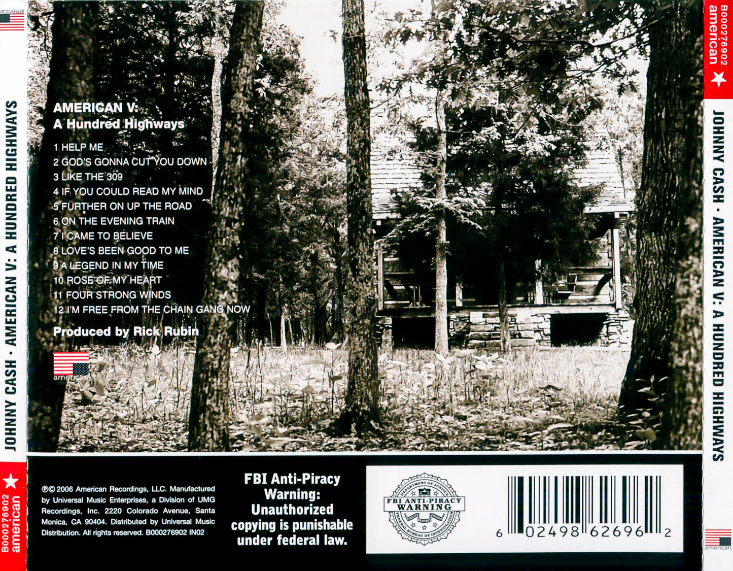 American V: A Hundred Highways — Johnny Cash back cover