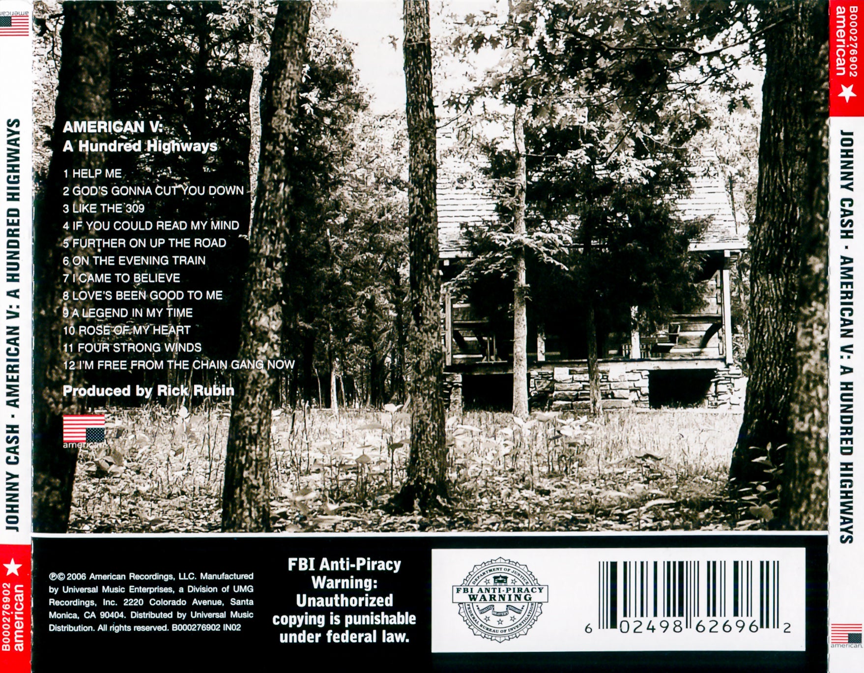 American V: A Hundred Highways — Johnny Cash back cover