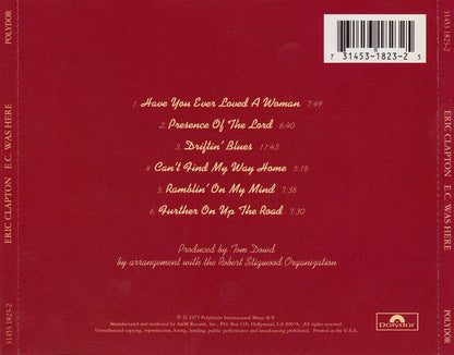 E.C. Was Here — Eric Clapton back cover