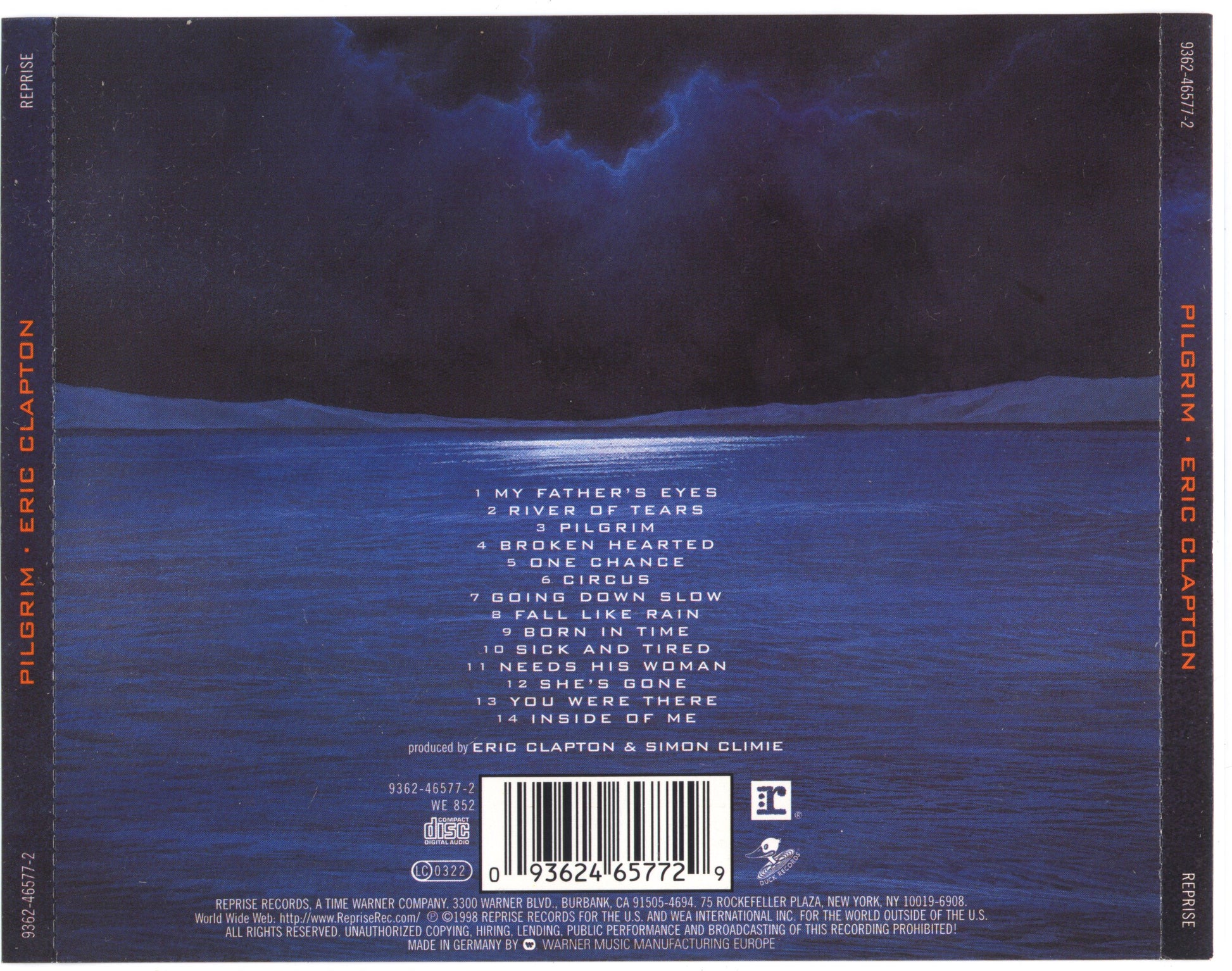 Pilgrim — Eric Clapton back cover