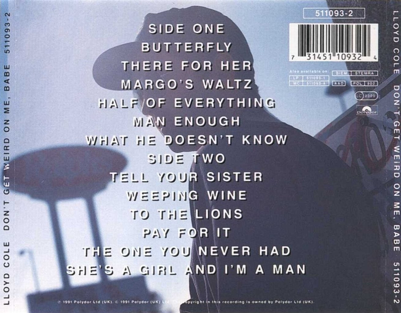 Don't Get Weird On Me Babe — Lloyd Cole back cover