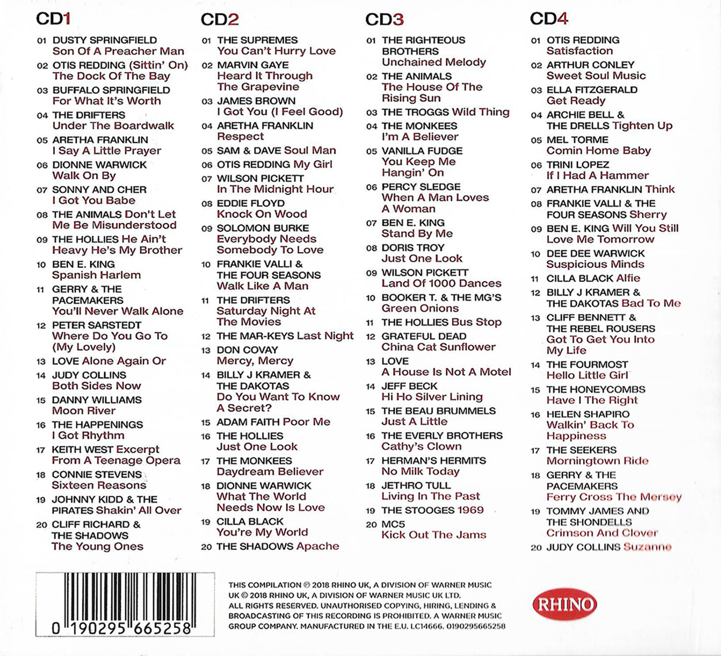 The Greatest Sixties Album — Dusty Springfield back cover