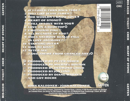 Heart of Stone — Cher back cover
