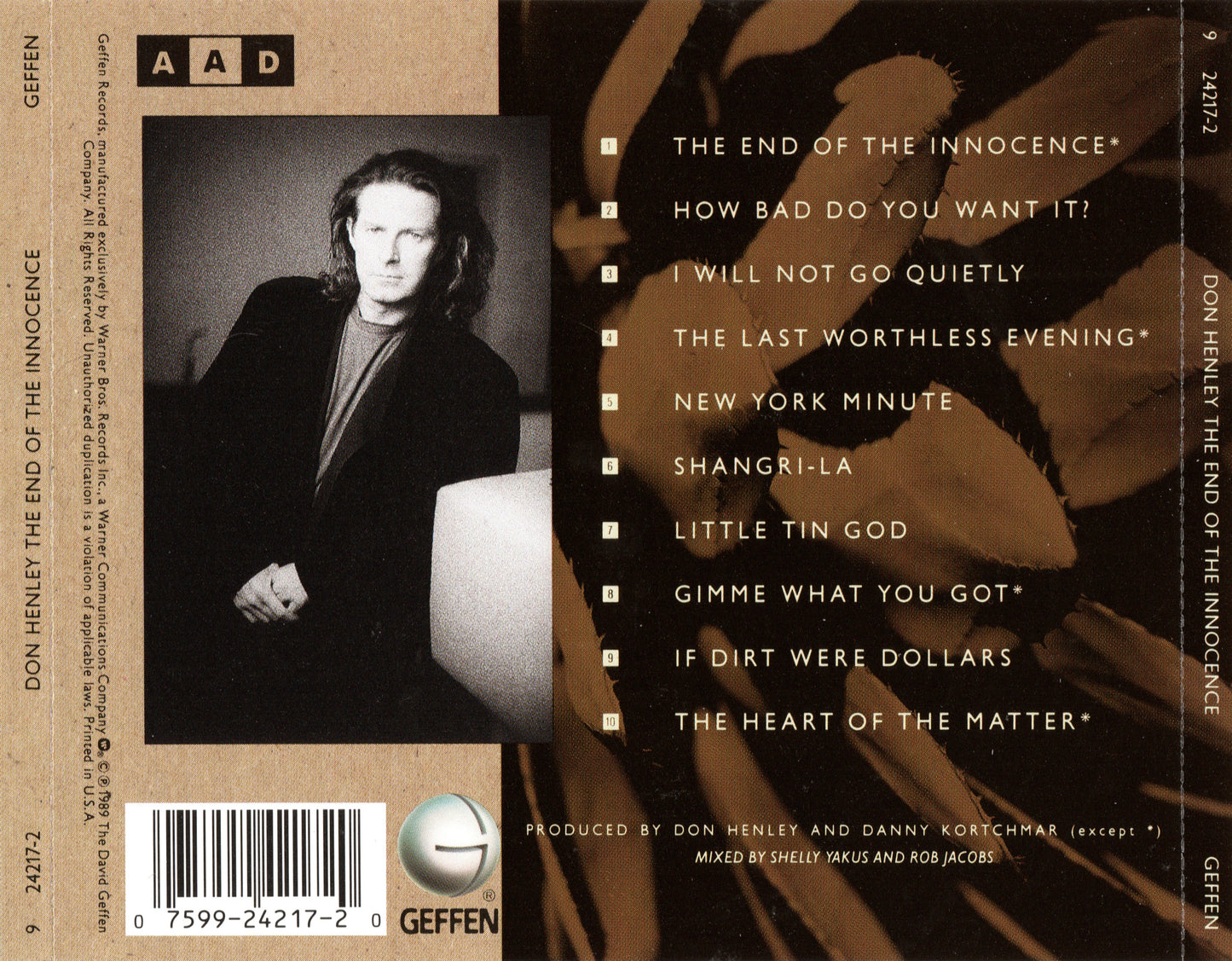 The End of the Innocence — Don Henley back cover