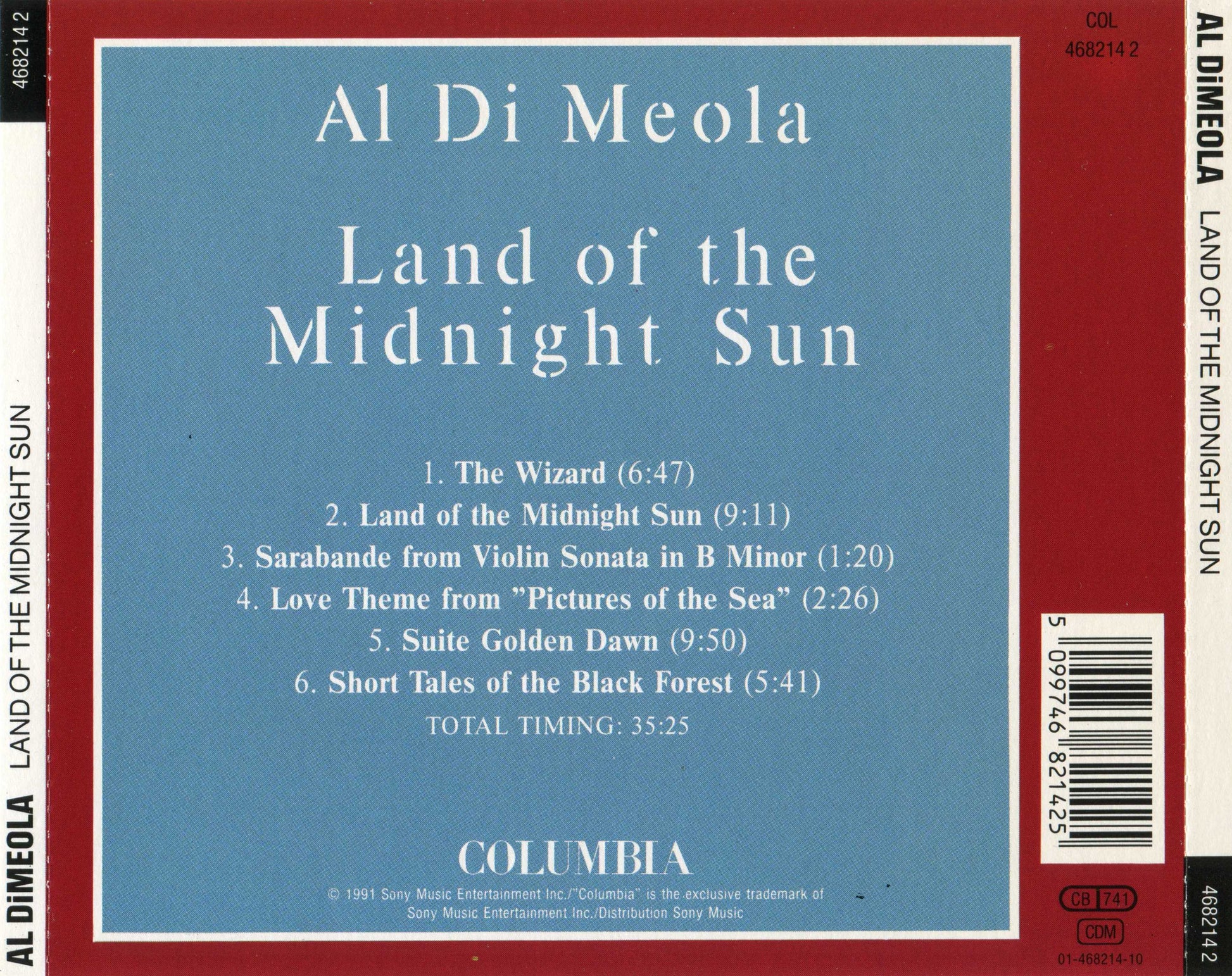 Land of the Midnight Sun — Al di Meola back cover
