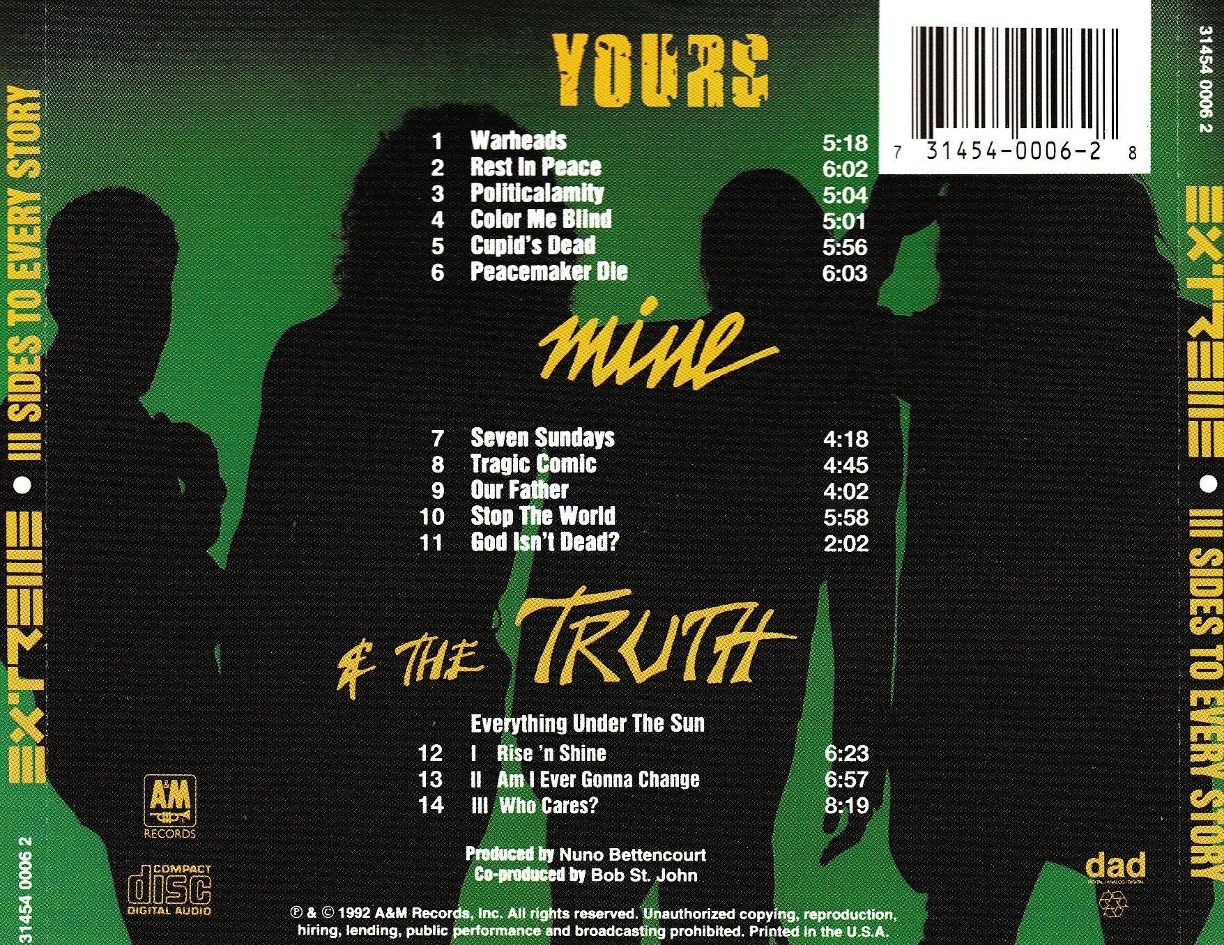 III Sides to Every Story — Extreme back cover