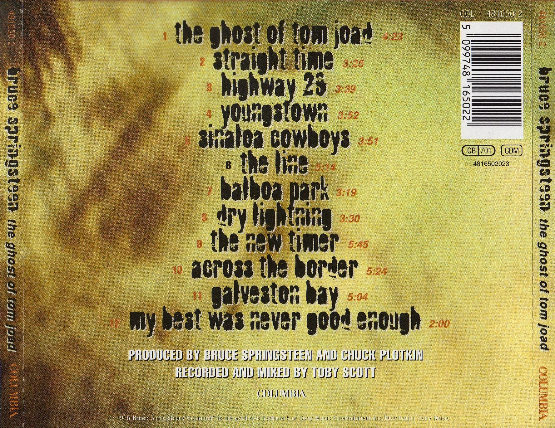 The Ghost Of Tom Joad — Bruce Springsteen back cover