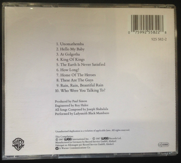 Shaka Zulu — Ladysmith Black Mambazo back cover