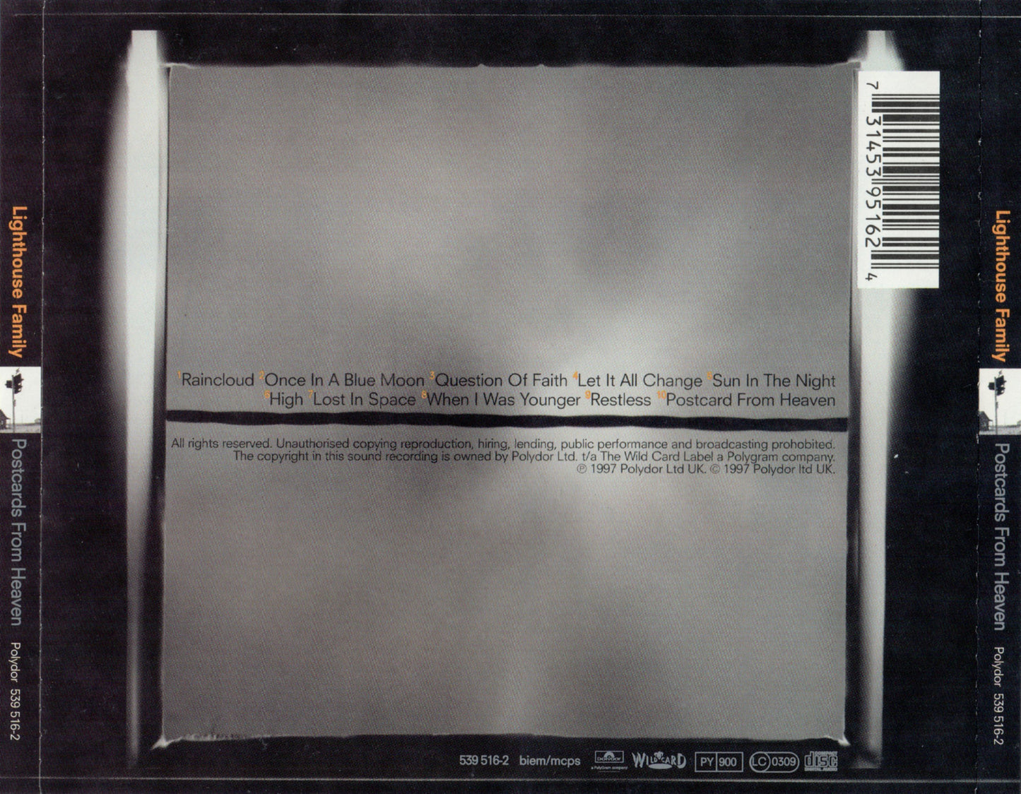 Postcards from Heaven [10 Track Version] — Lighthouse Family back cover